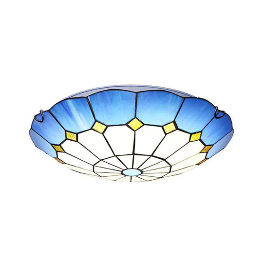 Tiffany Floral Flush Mount Ceiling Lights - 2 Light Bedroom Fixture