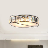 Modern Crystal Flush Mount Light With 6 Black Irregular Circle Heads - Living Room Ceiling Fixture