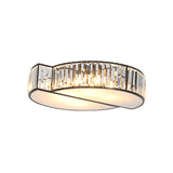 Modern Crystal Flush Mount Light With 6 Black Irregular Circle Heads - Living Room Ceiling Fixture
