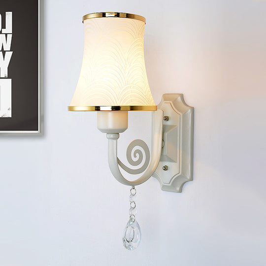 Contemporary Gold Wall Sconce 1 Light Textured Glass Mount Fixture Ideal For Living Room / C