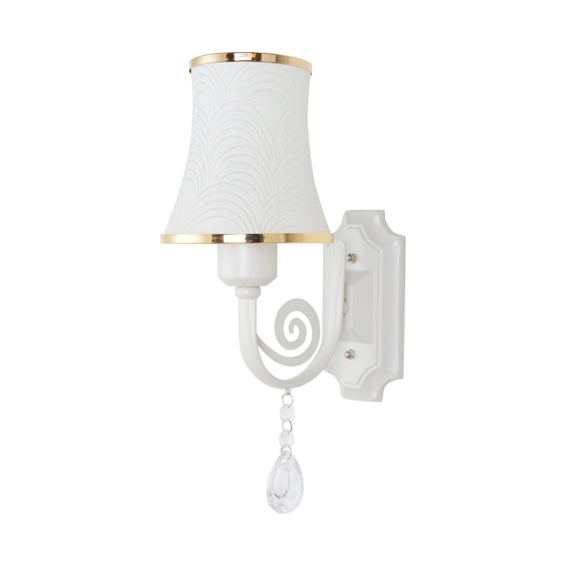 Contemporary Gold Wall Sconce 1 Light Textured Glass Mount Fixture Ideal For Living Room