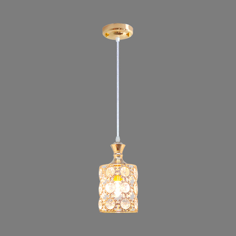 Sunflower Pendulum Light With Modern Crystal Embedded Design And 3 Layers In Gold For Restaurant