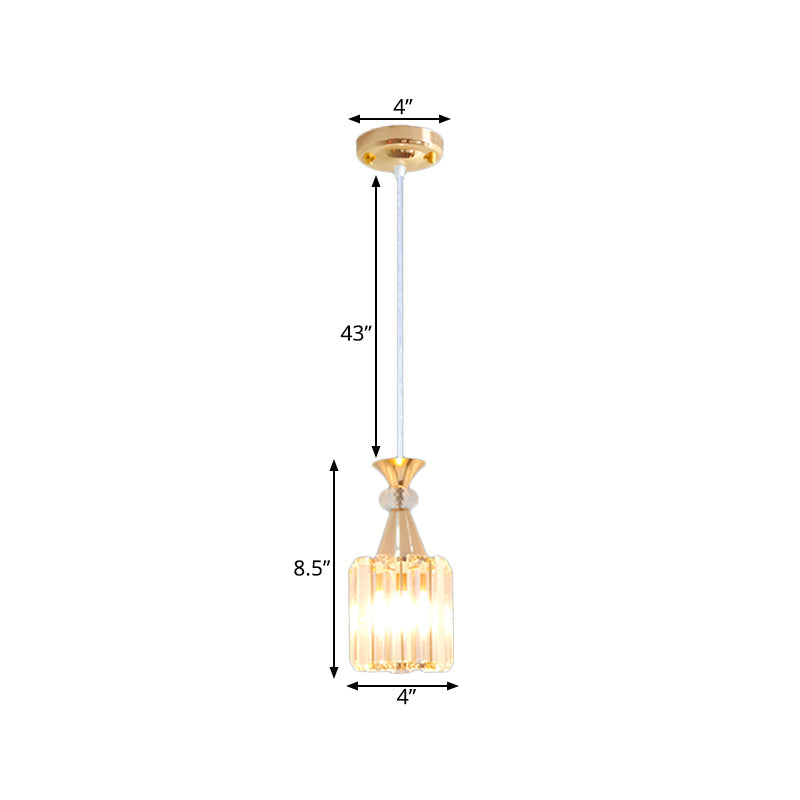 Gold Cylinder Crystal Prisms Pendant Ceiling Light Fixture