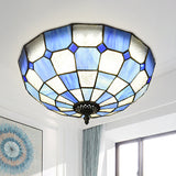 Baroque 3-Head Cut Glass Clear/Textured White Flushmount Ceiling Light