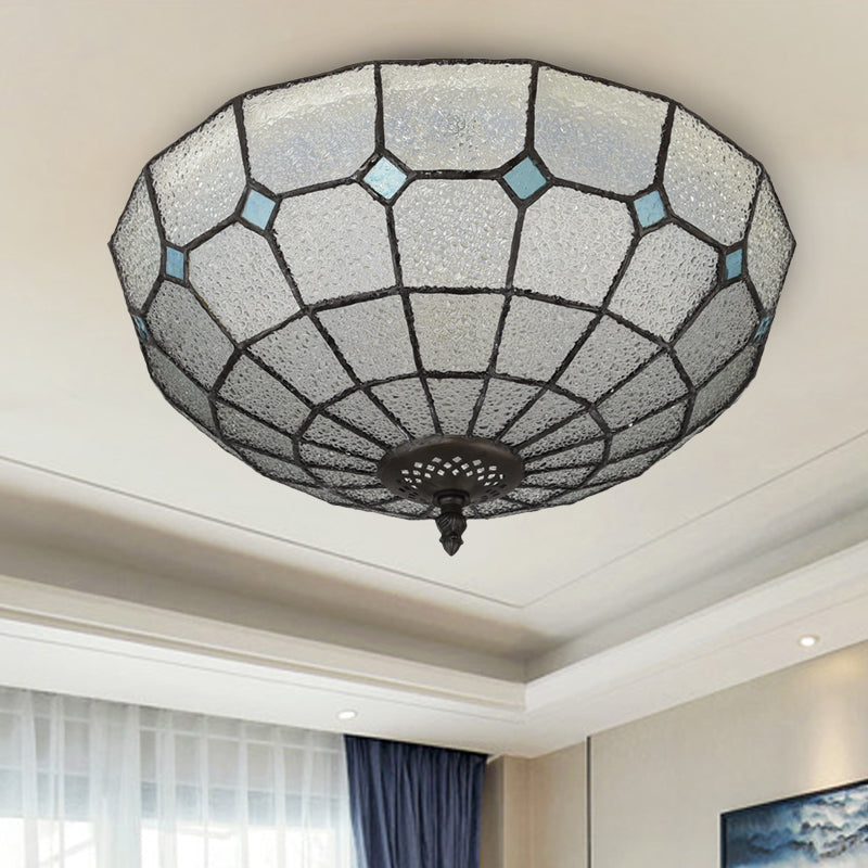 Baroque 3-Head Cut Glass Clear/Textured White Flushmount Ceiling Light Clear
