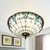 Baroque 3-Head Cut Glass Clear/Textured White Flushmount Ceiling Light