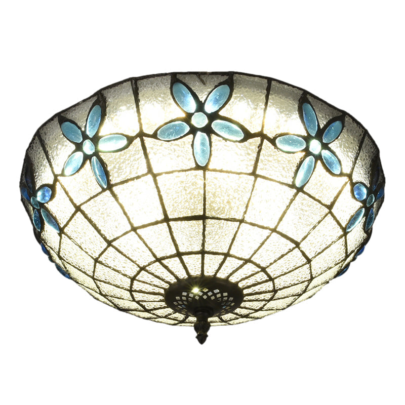 Baroque 3-Head Cut Glass Clear/Textured White Flushmount Ceiling Light