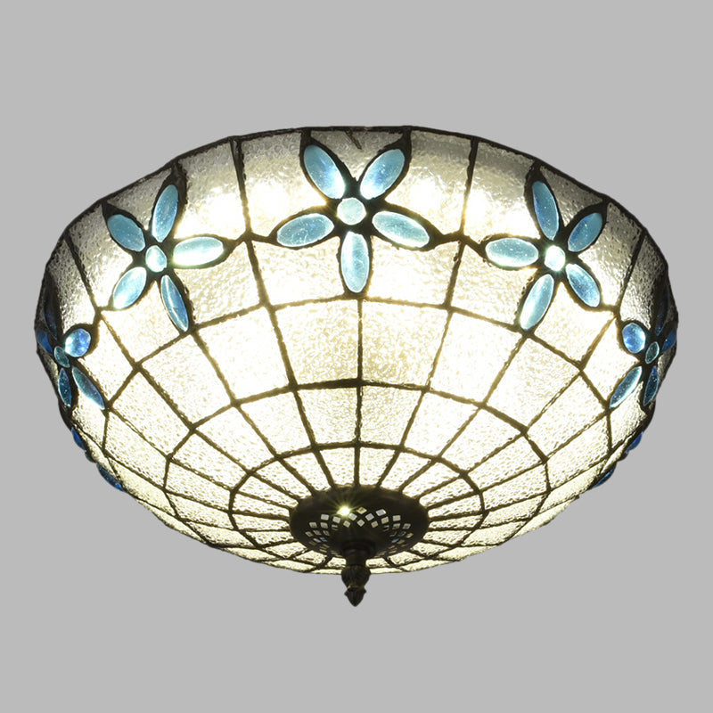 Baroque 3-Head Cut Glass Clear/Textured White Flushmount Ceiling Light