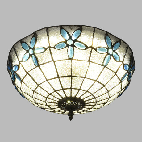 Baroque 3-Head Cut Glass Clear/Textured White Flushmount Ceiling Light