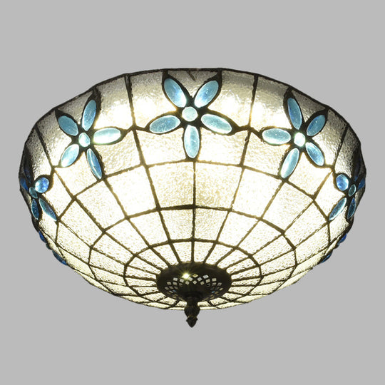 Baroque 3-Head Cut Glass Clear/Textured White Flushmount Ceiling Light
