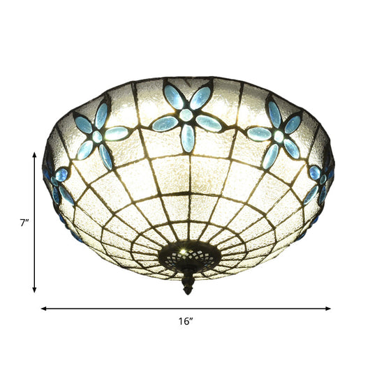 Baroque 3-Head Cut Glass Clear/Textured White Flushmount Ceiling Light