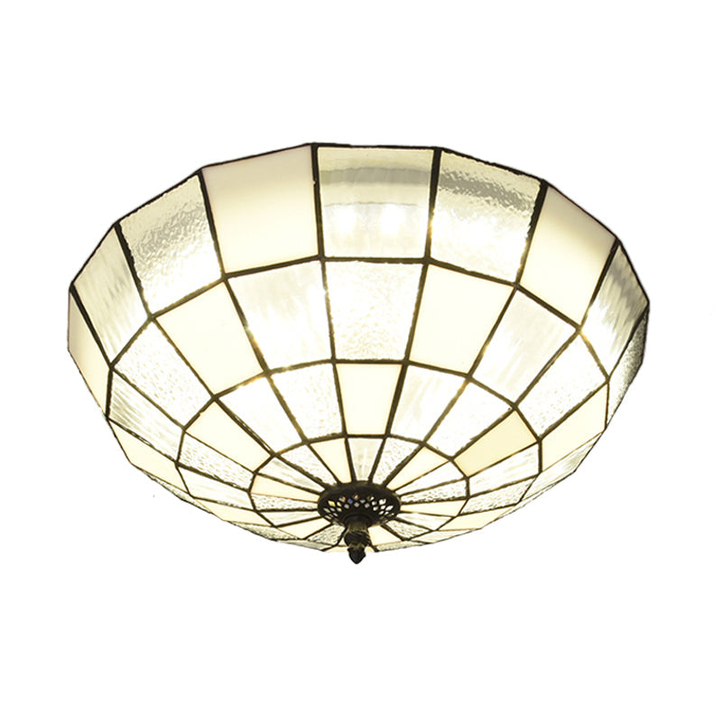 Baroque 3 - Head Cut Glass Clear/Textured White Flushmount Ceiling Light