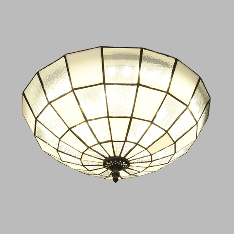 Baroque 3-Head Cut Glass Clear/Textured White Flushmount Ceiling Light