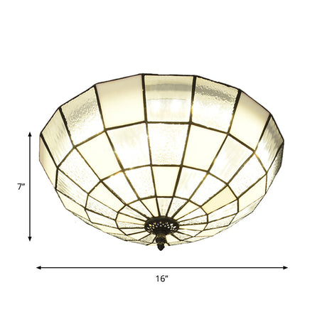 Baroque 3-Head Cut Glass Clear/Textured White Flushmount Ceiling Light