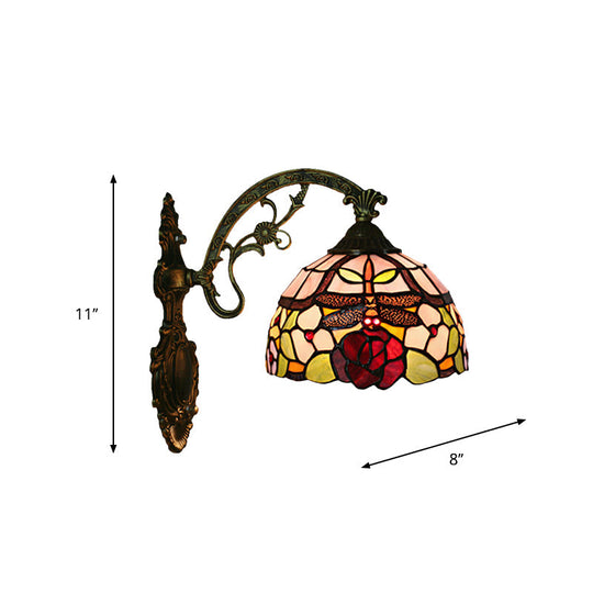 Tiffany Dragonfly Rose-Cut Glass Wall Sconce Lighting Kit - Single Bronze