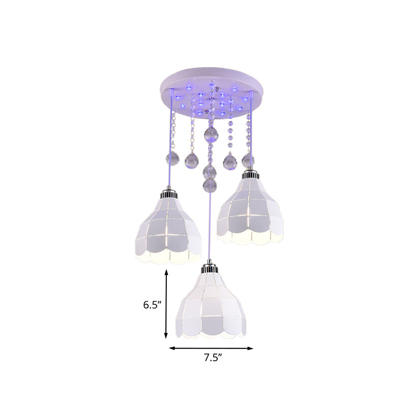 Sleek Metal Dome Pendant Light: Triple Bulb White Finish - Ceiling Suspension Lamp