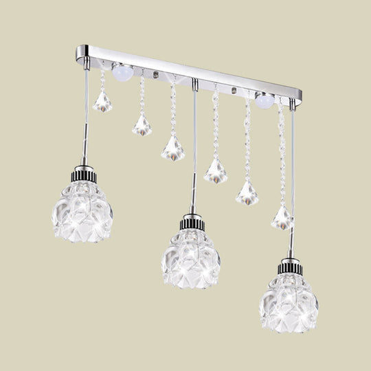 Sleek Silver Floral Down Lighting Crystal Glass Pendant Lamp For Dining Table