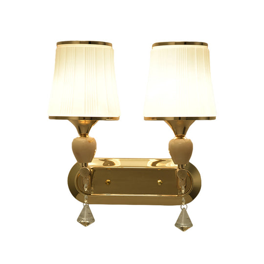 Gold Modernist Bell Wall Sconce Lighting With Glass Shade For Living Room
