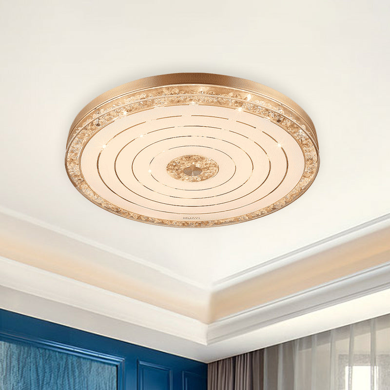 Minimalistic Crystal Disc Led Ceiling Light Fixture - Gold Flush Mount For Bedrooms