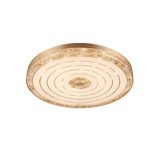 Minimalistic Crystal Disc Led Ceiling Light Fixture - Gold Flush Mount For Bedrooms