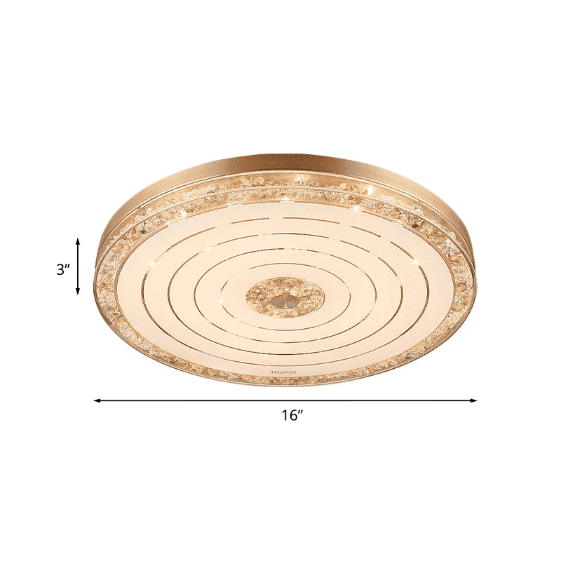 Minimalistic Crystal Disc Led Ceiling Light Fixture - Gold Flush Mount For Bedrooms