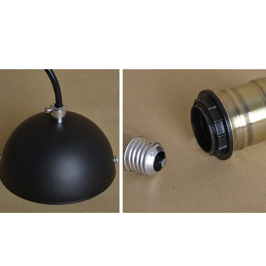 Industrial Rustic Black Metal Pendant Lighting 2 Pack - Wire Cage Hanging Lamp For Kitchen