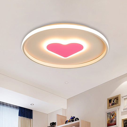 Nordic Heart Flush Mounted Led Bedroom Light - Pink/Black/White Pink