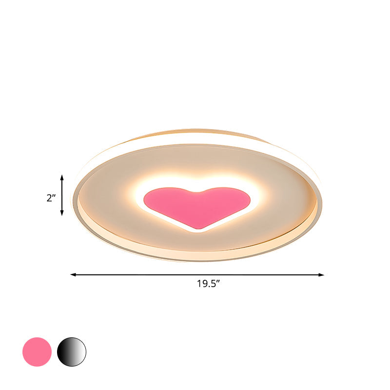 Nordic Heart Flush Mounted Led Bedroom Light - Pink/Black/White