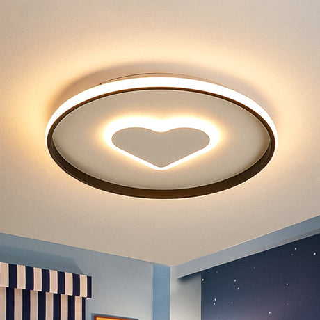Nordic Heart Flush Mounted Led Bedroom Light - Pink/Black/White Black-White