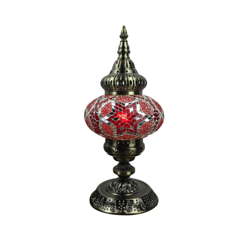 Barbara - Bohemia Elliptical Stained Glass Table Lighting 1 Head Living Room Nightstand Light In