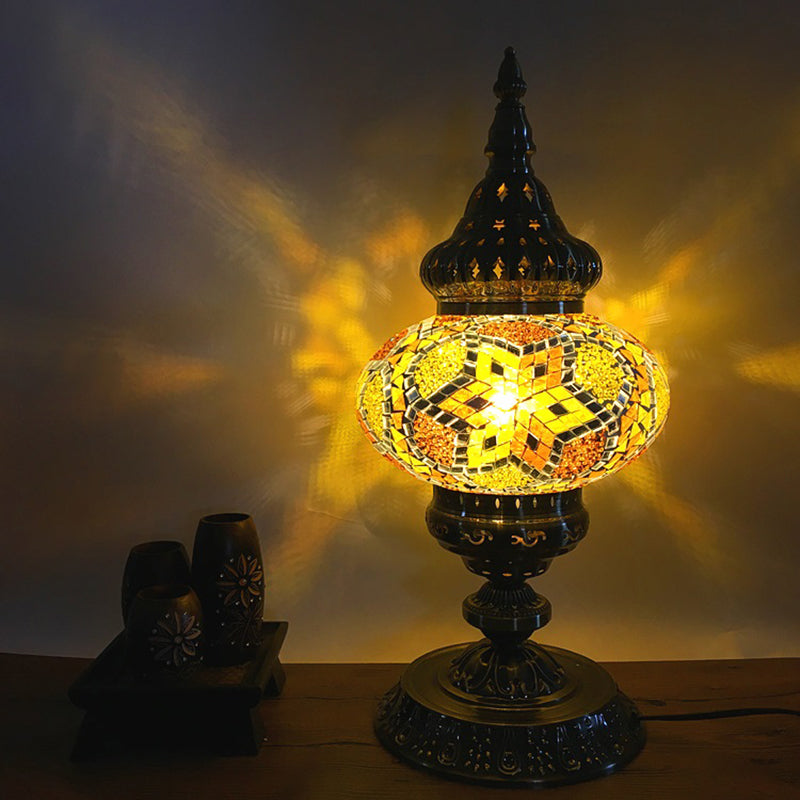 Barbara - Bohemia Elliptical Stained Glass Table Lighting 1 Head Living Room Nightstand Light In