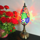 Antique Stained Art Glass Teardrop Plug In Nightstand Lamp - Orange/Red Table Light For Living Room