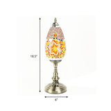 Antique Stained Art Glass Teardrop Plug In Nightstand Lamp - Orange/Red Table Light For Living Room