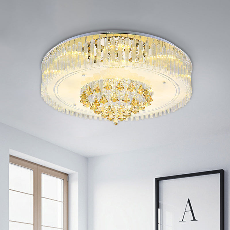 Modern Clear Crystal Led Flush Mount Ceiling Light Fixture