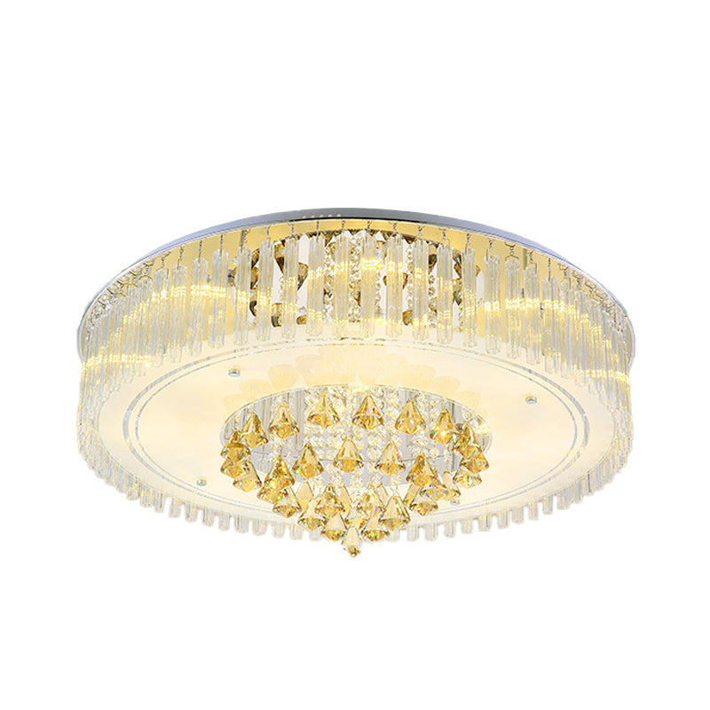 Modern Clear Crystal Led Flush Mount Ceiling Light Fixture