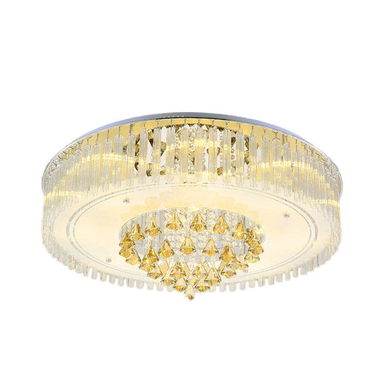 Modern Clear Crystal Led Flush Mount Ceiling Light Fixture