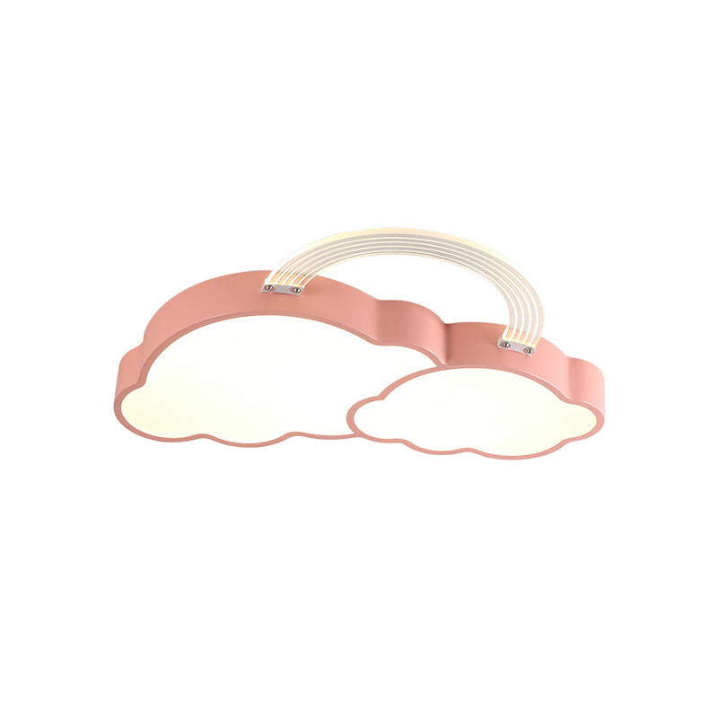 Rainbow Cloud Led Pink Flushmount For Child’s Bedroom