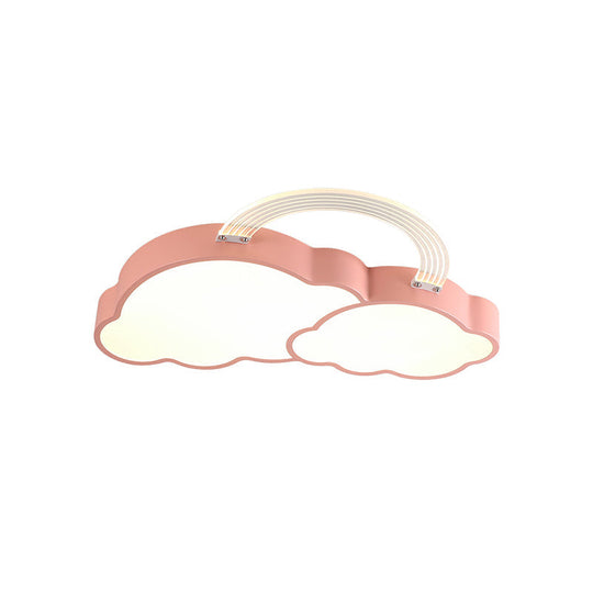 Rainbow Cloud Led Pink Flushmount For Childs Bedroom