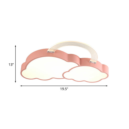 Rainbow Cloud Led Pink Flushmount For Childs Bedroom