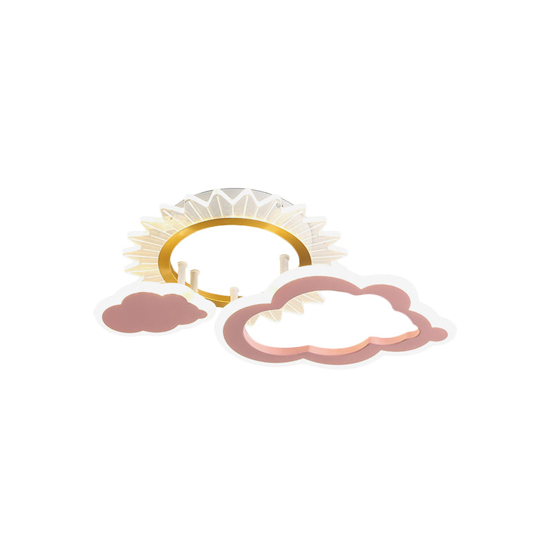 Rainbow Cloud Led Pink Flushmount For Child’s Bedroom