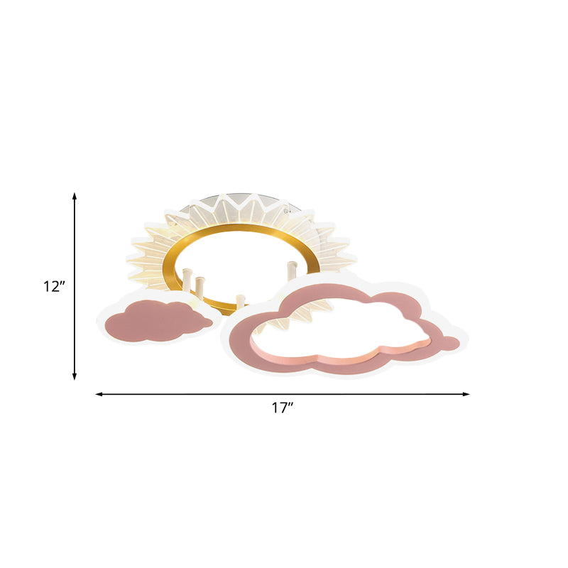 Rainbow Cloud Led Pink Flushmount For Child’s Bedroom