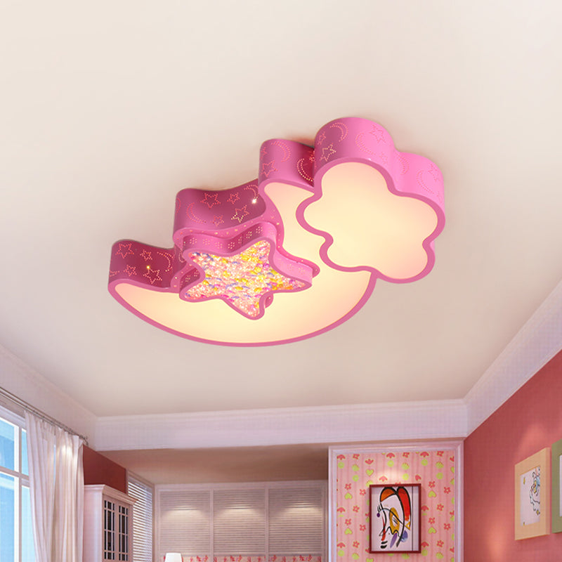 Nordic Led Flush Ceiling Light With Acrylic Starry Sky Design - Ideal For Child’s Bedroom
