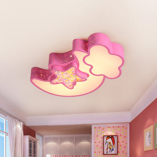 Nordic Led Flush Ceiling Light With Acrylic Starry Sky Design - Ideal For Child’s Bedroom