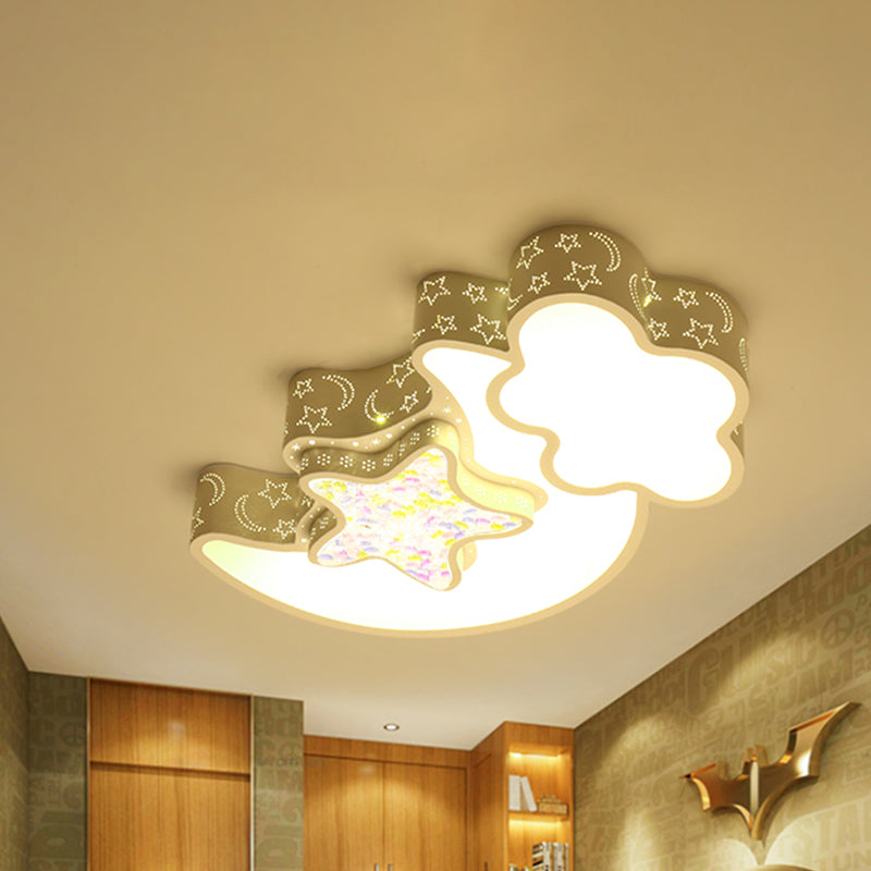 Nordic Led Flush Ceiling Light With Acrylic Starry Sky Design - Ideal For Childs Bedroom