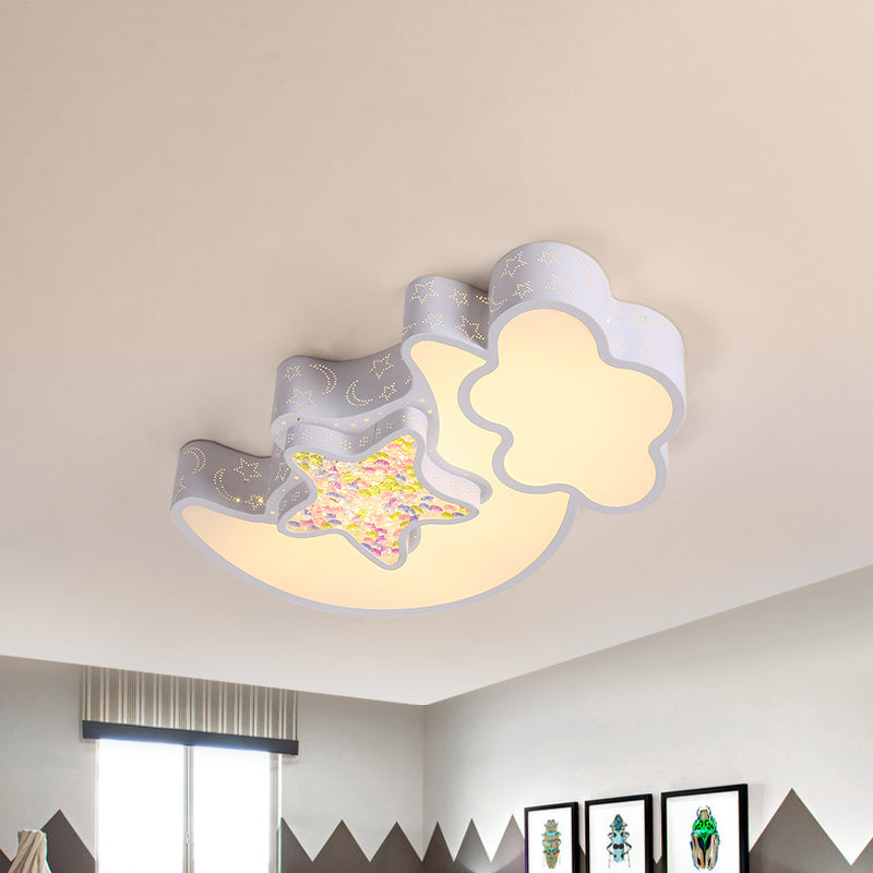 Nordic Led Flush Ceiling Light With Acrylic Starry Sky Design - Ideal For Child’s Bedroom