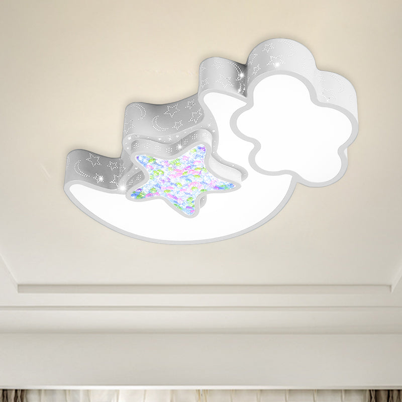 Nordic Led Flush Ceiling Light With Acrylic Starry Sky Design - Ideal For Child’s Bedroom
