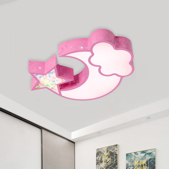 Nordic Led Flush Ceiling Light With Acrylic Starry Sky Design - Ideal For Childs Bedroom