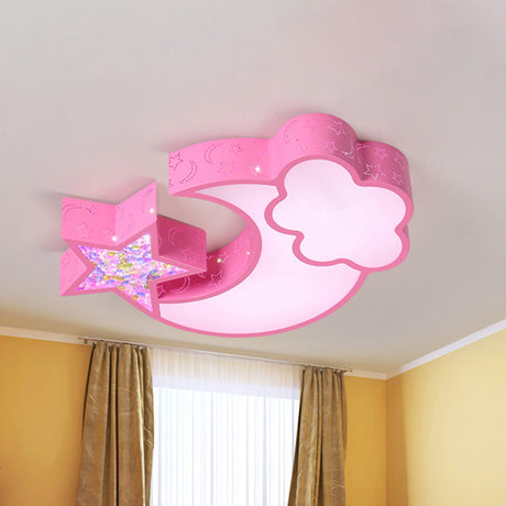 Nordic Led Flush Ceiling Light With Acrylic Starry Sky Design - Ideal For Childs Bedroom