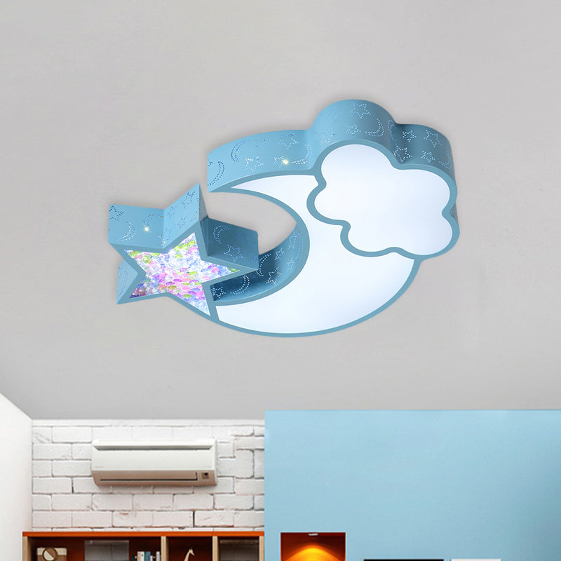Nordic Led Flush Ceiling Light With Acrylic Starry Sky Design - Ideal For Childs Bedroom