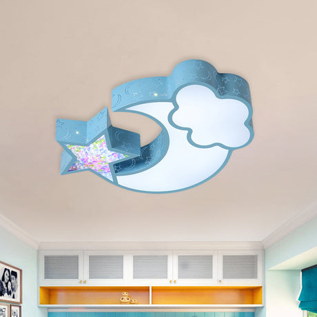Nordic Led Flush Ceiling Light With Acrylic Starry Sky Design - Ideal For Childs Bedroom